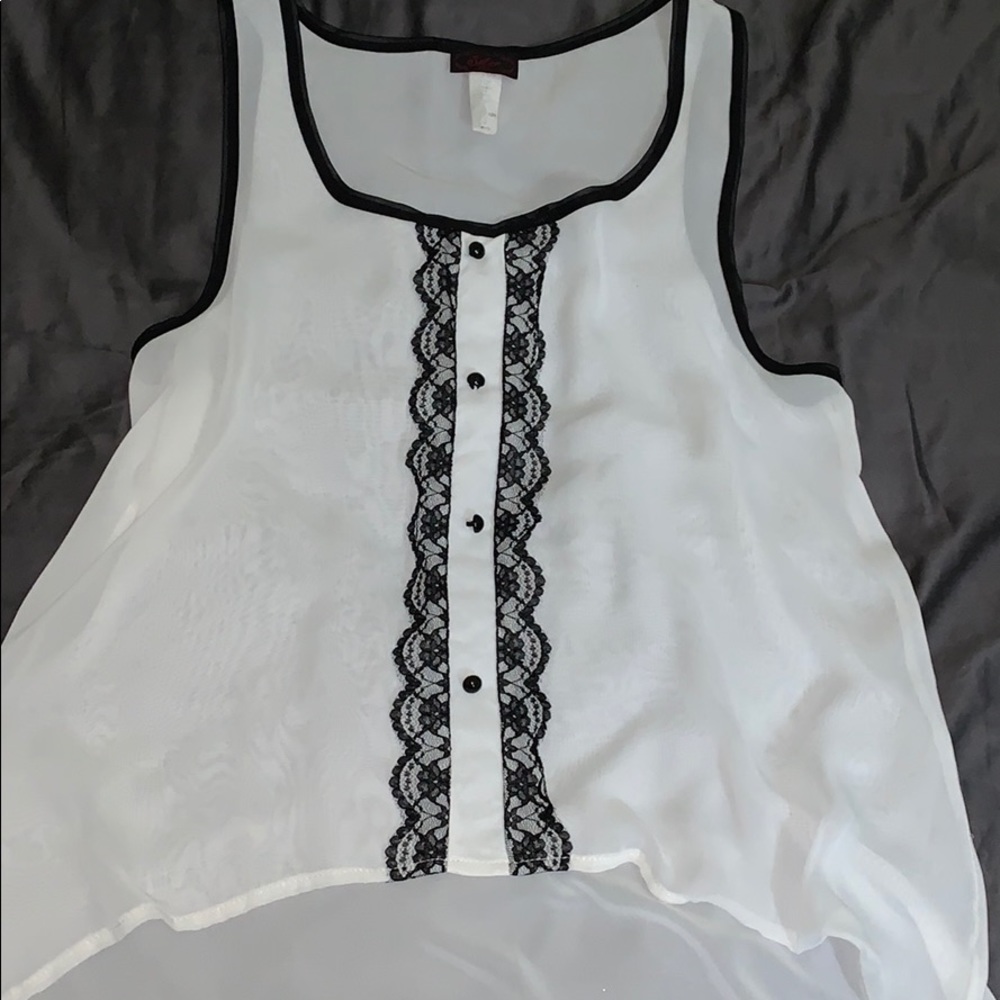 See thru high- low tank top